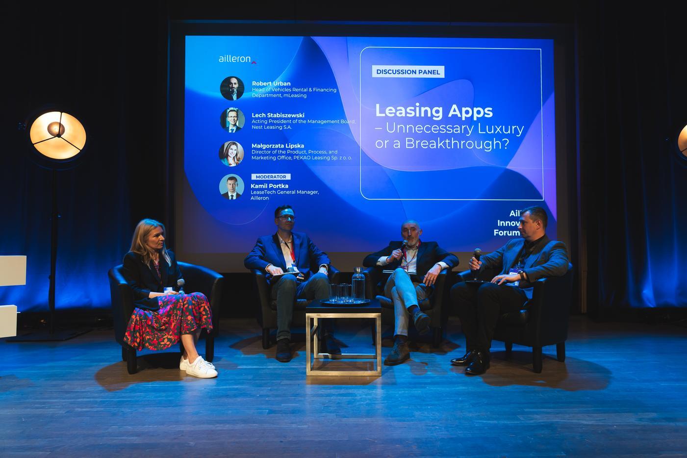 AIF25 debate _Leasing Apps – Unnecessary Luxury or a Breakthrough_ with Robert Urban, Lech Stabiszewski, Małgorzata Lipska, moderated by Kamil Portka-1